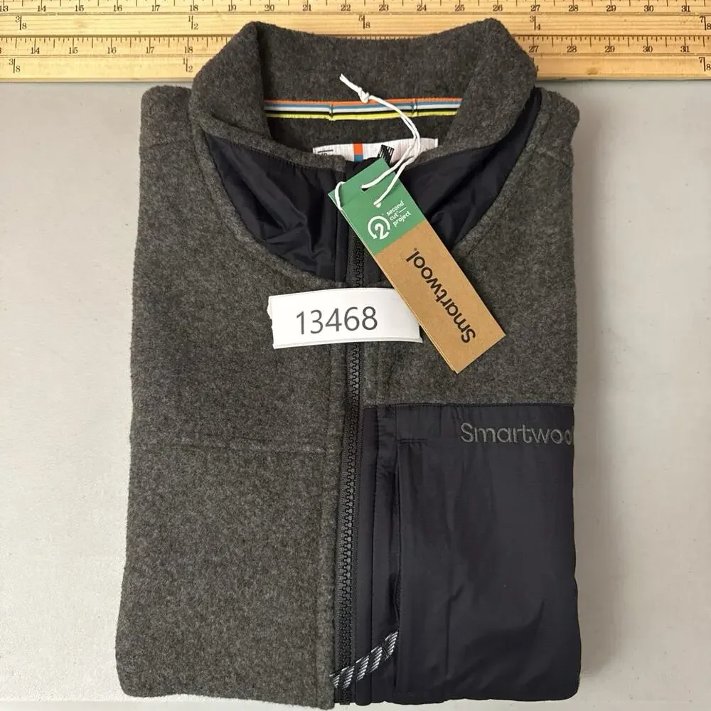 Smartwool Mens Large Fleece Vest Winter Moss Gray Merino Wool Second Cut NWT